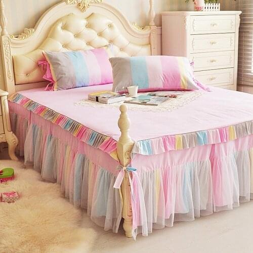 Princess Bedspread Bed Skirt European Style Slit Bed Sheet Skirt Pure Cotton Non-Slip Lace