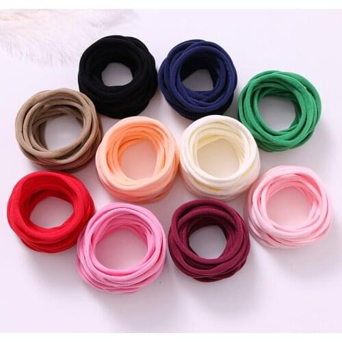 20pcs/lot Baby Nylon Headbands Elastic Soft Skinny Headband For Kids Solid Hairband Customized Hair Accessories For Girls