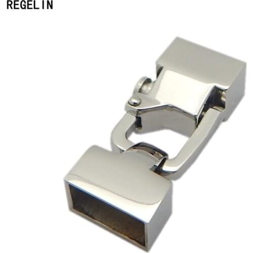 REGELIN Stainless Steel Silver tone 12*4mm/12*6mm Bracelet Clasps Jewelry Findings Leather Cord Rope Women Men Bracelets Making