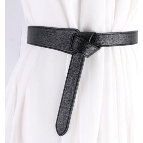 Fashion Female Belt for Women Red Bow Design Thin PU Leather Jeans Girdles Loop Strap Belts Bownot Brown Dress Coat Accessories