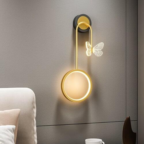Modern Minimalist Wall Lamps Living Room Bedroom Bedside Luster AC90V-260V LED Indoor black Gold Lamp Aisle Lighting decoration