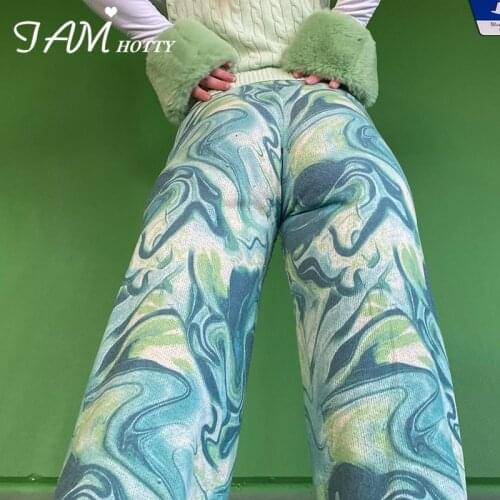 Vintage Aesthetic Paisley y2k Ruched Jogging Sweatpants Harajuku High Waist Baggy Oversized Pants Tie Dye Trousers 2021 Iamhotty