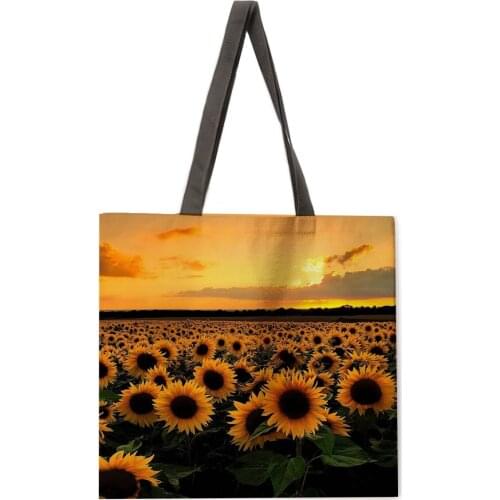 Sunflower pattern printing shopping bag lady handbag single shoulder large capacity handbag lady tote bag