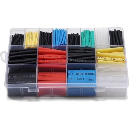580 pcs 2:1 Heat Shrink Tube 6 Colors 11 Sizes Tubing Set Combo Assorted Sleeving Wrap Cable Wire Kit for DIY