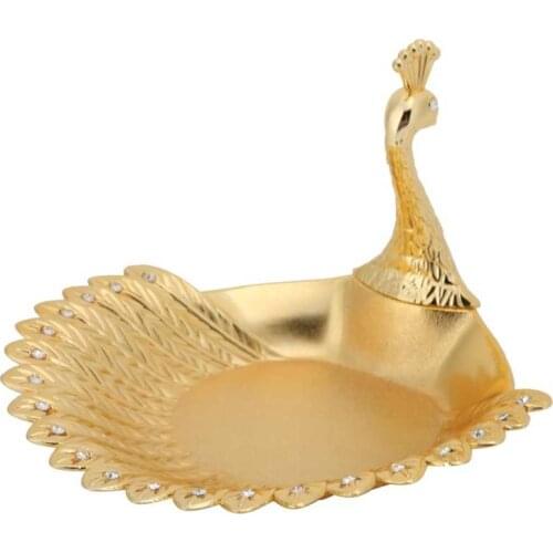 Snack Peacock Plate Metal Dried Fruit Bird Style Dish Inventive Craft For Table Decorations Ornaments