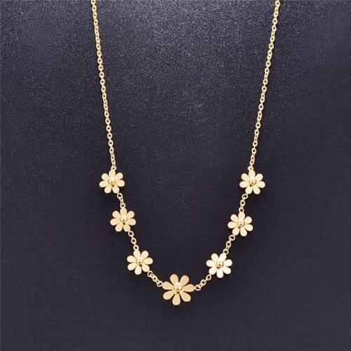 Martick Romantic Sweet Flower Shape Pendant Necklace Link Chain Small Daisy Necklace Fashion Jewelry For Women Gift P60