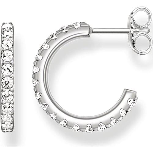 Creole Round Hoop Earrings for Women White CZ High Qulity 925 Sterling Silver Ear Jewelry Accessories Wholesale Gifts