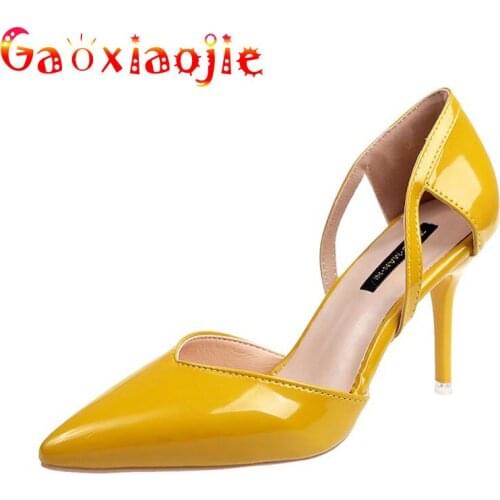 Gaoxiaojie 2021 Summer Pure Colour Pointed End 8.5CM Women Stiletto Sandal Fashion Hollow Out Cover Heel Office High-Heel Shoes