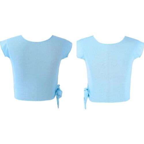 Kids Short Sleeves See-through Mesh Ballet Dance Tops T-shirts Gymnastics Dancing Tops Cover Up Training Gym Workout Sports Top
