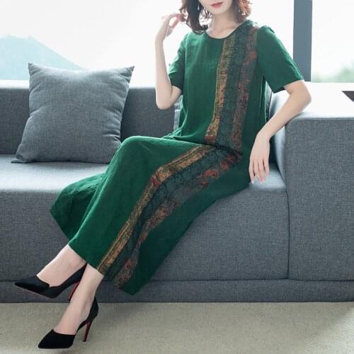 2021 Summer Solid Casual 4XL Plus Size Loose Maxi Dress Green Print Mulberry Silk Vintage Midi Dress Women Elegant Party Vestido