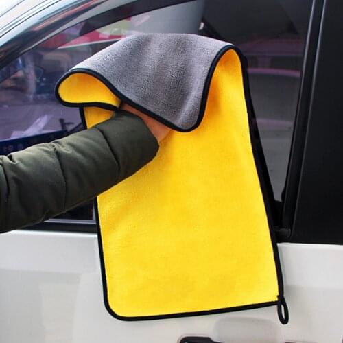1Pc Car Cleaning Towel Hemming Microfiber Coral Velvet 30*30cm 30*40cm 30*60cm Double Sided High Density New Wiping Absorbent