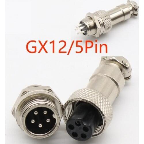 1pcs GX12 5 Pin Male & Female 12mm Wire Panel Connector Aviation Plug L91 GX12 Circular Connector Socket Plug Free Shipping