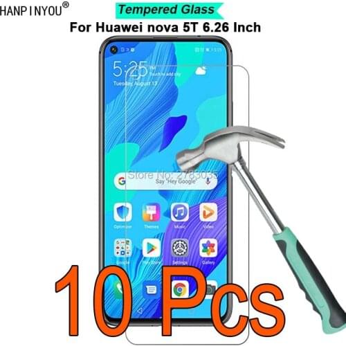 10 Pcs/Lot For Huawei nova 5T 6.26" 9H Hardness 2.5D Toughened Tempered Glass Film Screen Protector Guard