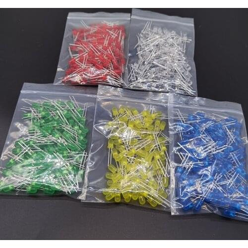 100pcs 5mm LED Diode 5 mm Assorted Kit White Green Red Blue Yellow Orange Pink Purple Warm white DIY Light Emitting Diode
