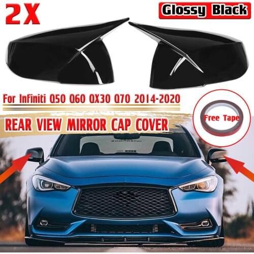 Add-on 2pcs Car Side Door Rearview Mirror Cover Cap Rear View Mirror Shell Case Trim For Infiniti Q50 Q60 QX30 Q70 2014-2020