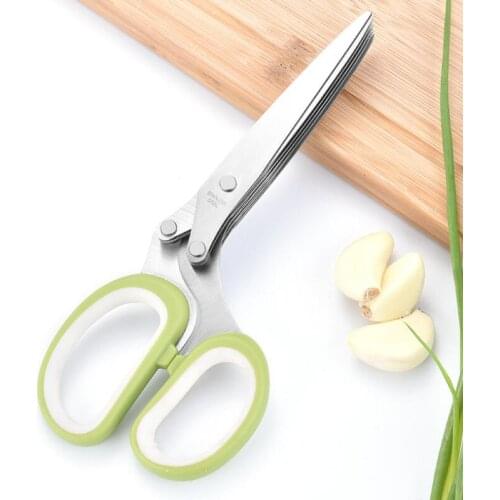 Stainless Steel 5 Layers Shallot Scissors Kitchen Food Herb Shredded Cut Tools Multi-layer Shallot Shears Office Paper Shredder