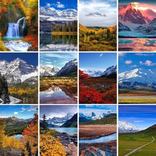 5D DIY Diamond Painting Beautiful Mountains and Rivers Scenery Rhinestone Art Picture Full Diamond Embroidery Mosaic Decoration