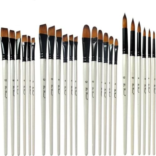 6pcs/Set Artist Nylon Hair Wooden Handle Watercolor Paint Brush Pen For Learning DIY Oil Acrylic Painting Art Brushes Supplies