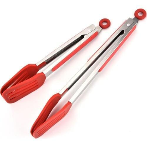 9 inch Stainless Steel Cooking Tongs with Silicone Tips including 12" Spatula Tong for BBQ Salad Grilling Serving