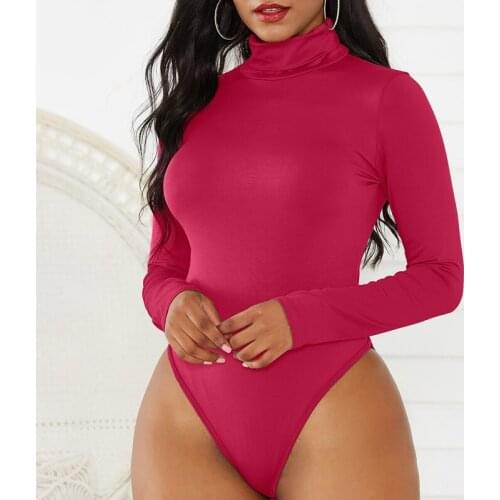 Long Sleeve Bodysuit Women Turtleneck 2021 Red White Black Blue Top Woman Fashion Clothing Body Femme Bodys Para Mujer Yellow