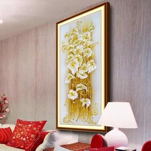 YYSD DIY Imitation Diamond Painting Embroidery Lily Flower Cross Stitch Craft