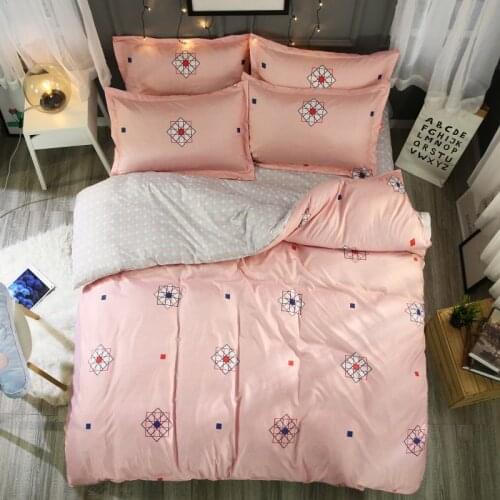 Europe Bedding Set 4-Pieces Duvet Cover Sheet Pillowcase Pink Bed Lines 200x230cm Double Sizes Home Textile