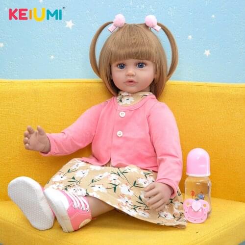 KEIUMI Fast Delivery 24 Inch 60 cm Reborn Baby Dolls Girl Real Princess Accessories Free For Girl Birthday Gift Toy