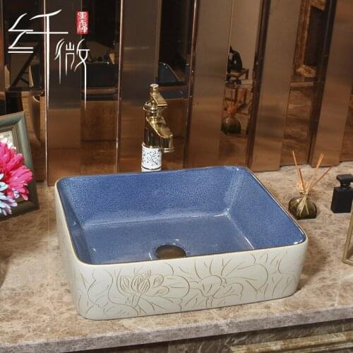 European style bathroom porcelain ceramic rectangular decoration sink