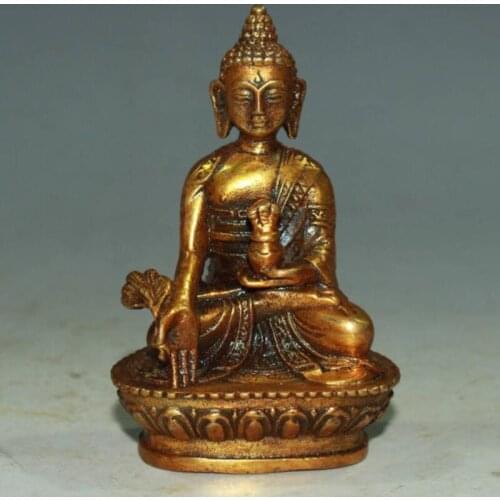 China brass archaize Buddha small crafts statue