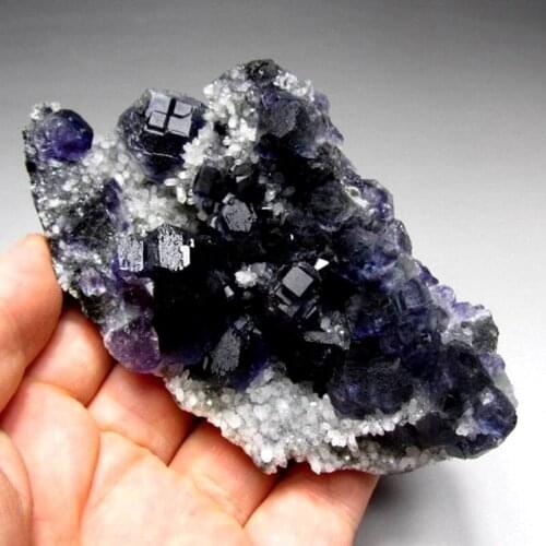 258g Royal Blue Fluorite Cluster + Quartz on Matrix - crystals and stones healing Mineral specimen Home Decor feng shui