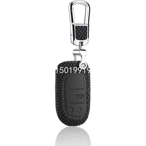 Leather Key Cover for jeep Grand Cherokee 2014 fiat Ottimo 2014 fiat viaggio 2015 Chrysler 300c 2012 2013 3 button