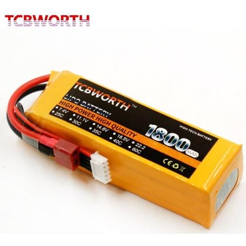 TCBWORTH 4S 14.8V 1800mAh 25C-50C RC LiPo battery For RC Airplane Quadrotor Car High Rate Cell RC Li-ion battery