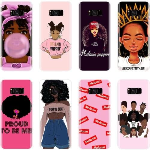 MELANIN POPPIN Black Girl Back Cover For Samsung Note 5 8 9 Silicone Phone Case For Samsung Galaxy S5 S6 S7 Edge S8 S9 Plus Case