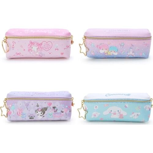 Cute School Pencil Cases for Girls Double Zipper Big Pen Bag Cartoon Anime Kawaii Pencil Case Leather Pencil Pouch Organizer