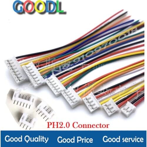 10Sets Mini Micro 2.0 PH Connector Male Female 2/3/4/5/6/7/8/9/10-Pin Plug With Wires Cables Socket 200MM 26AWG PH2.0 New