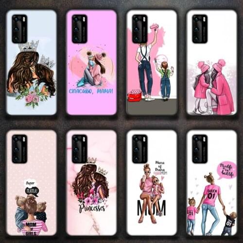 Fashion baby mom dad son daughter Phone Case for huawei P40 pro lite P8 P9 P10 P20 P30 psmart 2019 2017 2018