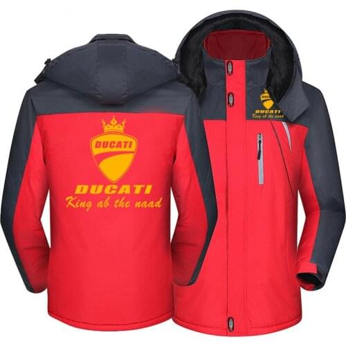2021 Winter Jacket Mens Ducati Logo Thicken Warm Jacket Mens Windproof Hooded Jacket Casual Mountaineering Coat