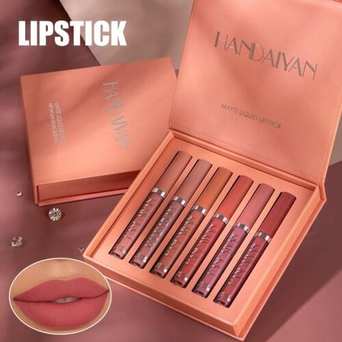 6pcs Lipstick Velvety Set Long Lasting Nonstick Cup Not Fade Makeup Cosmetics Kit for Girl Women MA