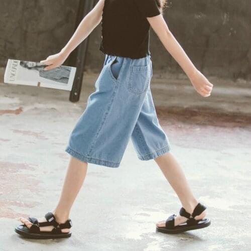 New Fashion Big Girls Wide Leg Jeans 2020 Summer Children Clothes Kids Girls Denim Pants Korean Girls Cotton Casual Jeans, #0808