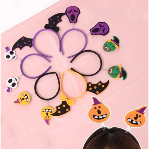 Halloween Hair Hoop Children Headband Witch Skeleton Bat Pumpkin Devil Hairband Costume Party Headdress Cosplay Hair Accessories