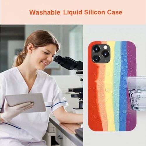 Official Liquid Silicone Rainbow Soft Case for iPhone X XR XS MAX 11 12 Mini 7 8 Plus Slim Capa Coque With Retail Package for 6S