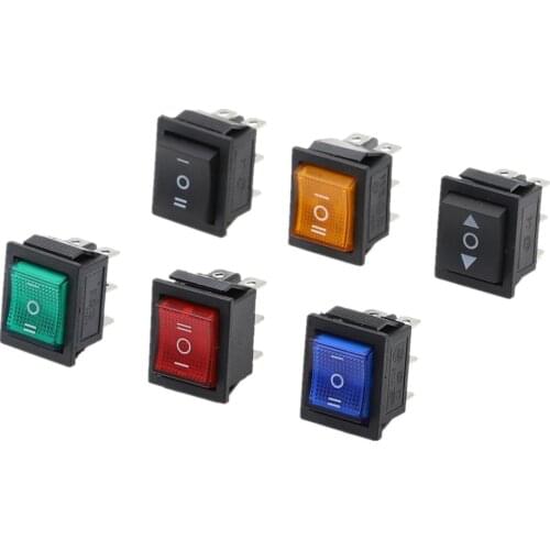 1pcs 220V Self-locking /Self-reset KCD4 Rocker Switch Power Switch 3 Position 6 Pins With Light 16A 250VAC/ 20A 125VAC