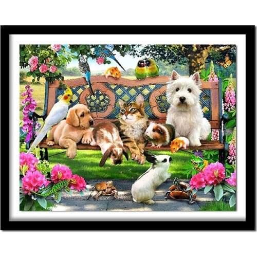 Square full drill diamond embroidery dog needlework cross stitch set square diamond painting animal wall picture painting ASF120
