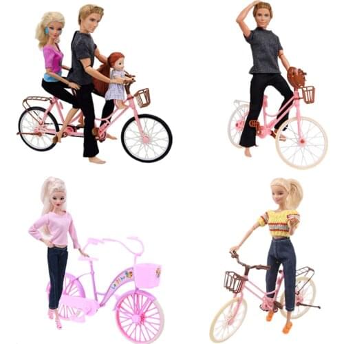 Mixed Style Doll Accessories Pink Green Plastic Bicycle Bike Outdoor Sports Toy for Barbies Doll Dollhouse Ken Kids Toys Set
