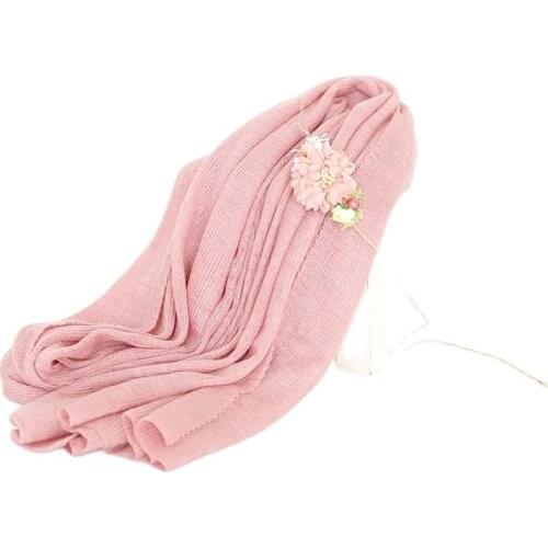 Pink Jersey Wrap And Tieback Photography Prop Newborn Stretch Wrap Headband Set Baby Swaddle Rabric Backdrop Prop