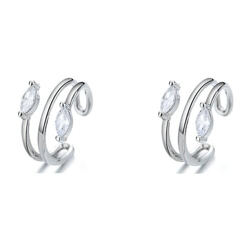 Luoluoyi Simple Style Line Three Circles Earring Micro Inlay Shiny Zircon Geometry Earring For Cool Girl Women No Ear Hole