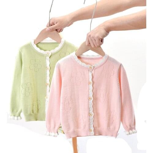 Long Sleeve Girls Sweaters 2020 Spring And Autumn Baby Girl Sweater Flower Girls Cardigan Jacket RT599