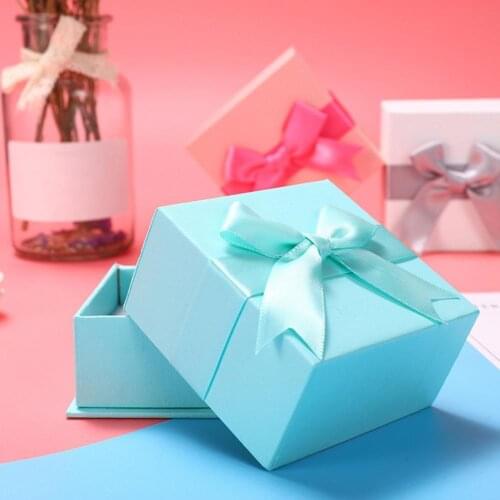Wrapping Box Beautiful Bow Tie Packaging Box Square Earrings Necklace Jewelry Gift Box Dropshipping шкатулка для украшений