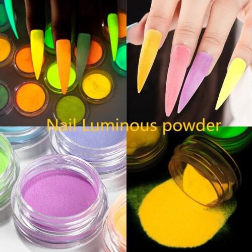 12box/set Ultrafine Fluorescent Nail Powder Neon Phosphor DIY Colorful Nail Art Glitter Pigment 3D Luminous Dust Decorations