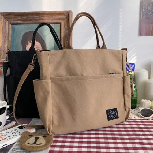 2021 Womens Shoulder Bag Tote Bags Shopper Bags Fashion Casual Japanese Style Solid Color Multi-Pocket Canvas Designer Handbags